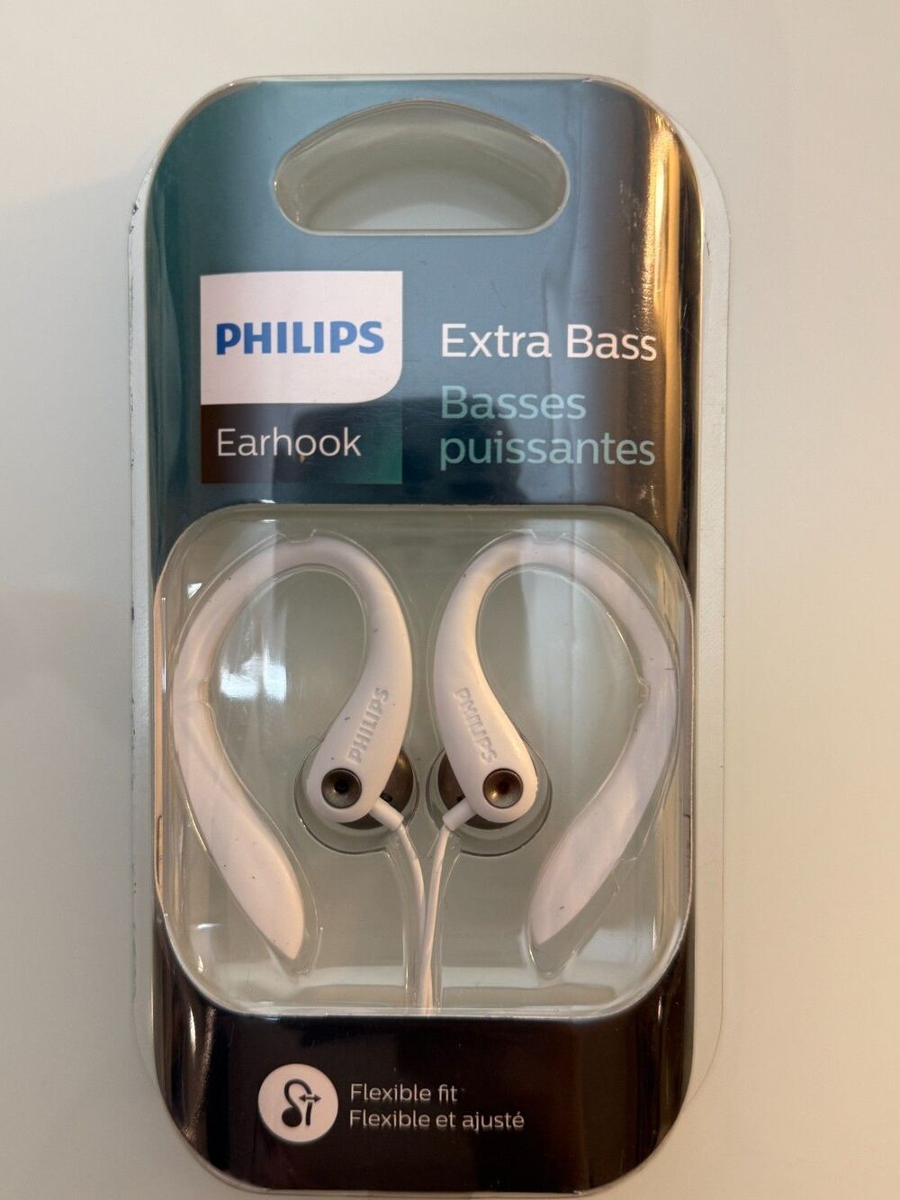 Philips SHS3300 Flexible Fit Earhook Extra Bass Headphones | White | Open Box